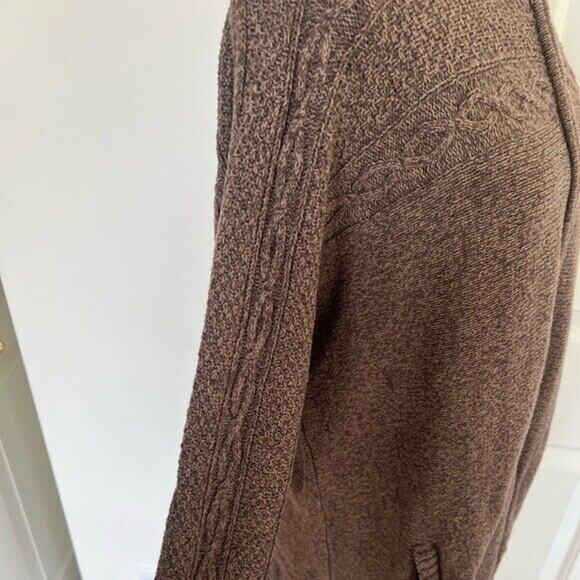 St. John’s Bay brown turtleneck neck knit zip up sweater jacket with pockets - Picture 7 of 11